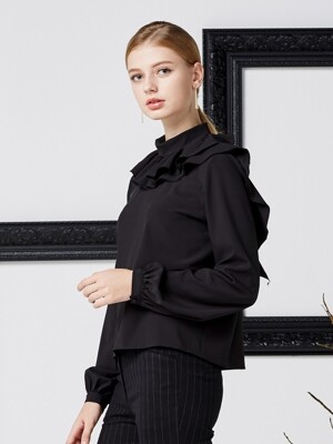 Shirring blouse(black)