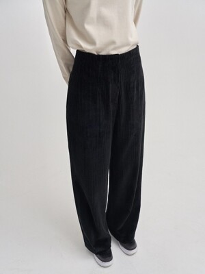 corduroy wide pants_black