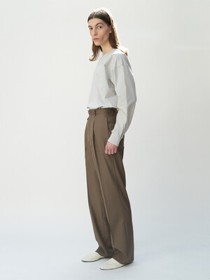 WOOL DETAIL PANTS BROWN