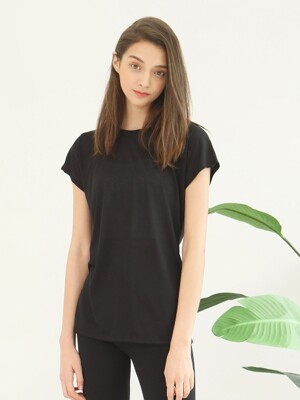 여성 요가복 DEVI-T0015-블랙 필라테스 가오리 티셔츠