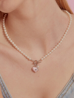 [단독]Heart Locks and Keys Pearl Necklace NZ2005