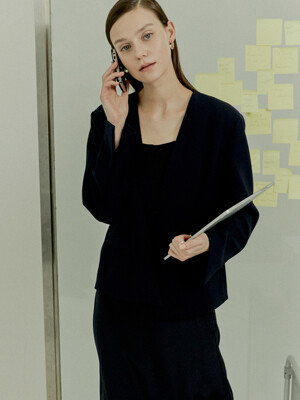 [Drama Signature] Collarless Tailored Blazer_4color