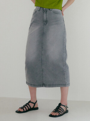 DRO DENIM LONG SKIRT GREY