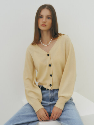 Cashmere crop cardigan (yellow)