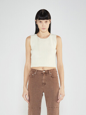 Knitted Sleeveless Top (Ivory)