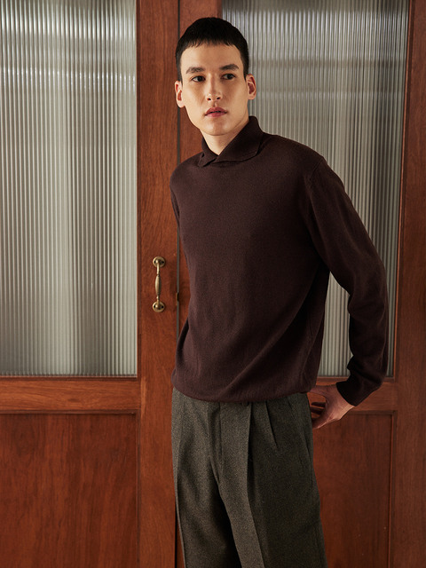 니트 - 왓에버위원트 (whatever we want) - HOMMAGE TURTLE NECK KNIT [BROWN]