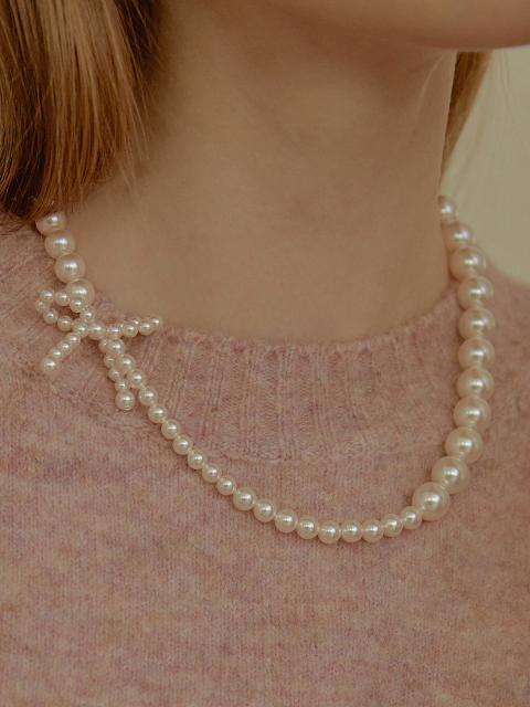 【TATIANA】Full Heart Pearl Chain Necklace NZ2082~ネックレス TATIANA】Full Heart Pearl Chain Necklace NZ2082~ネックレス