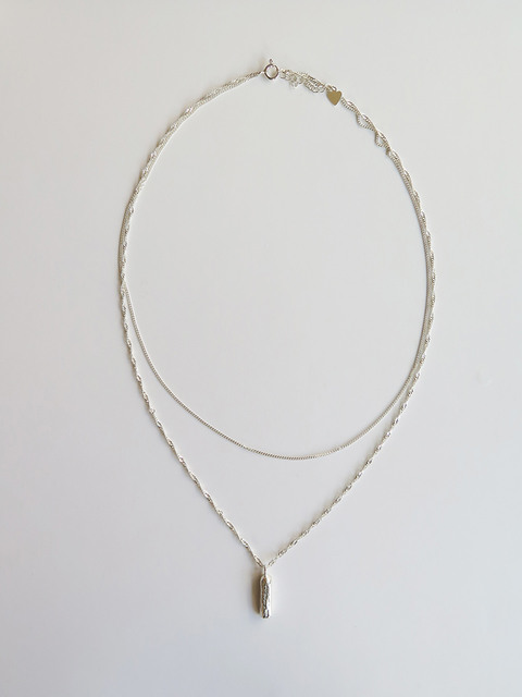 주얼리 - 드문 (DE MOON) - bar layered silver necklace 