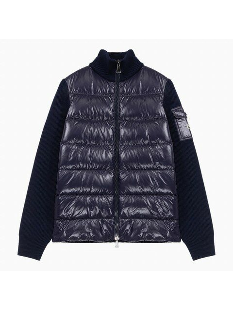 럭셔리어패럴 - 몽클레어 (MONCLER) - 23SS 몽클레어 로고 패치 TRICOT 네이비 여성 패딩 가디건 9B00026M1131778