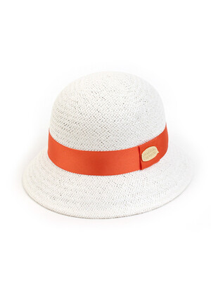 Orange Line Summer White Cloche Hat 여름페도라