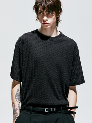 jacquard knit t-shirt black