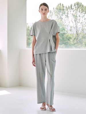 Side Tuck PK T-Shirt Set up -M. Gray