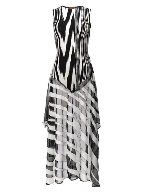 라운지웨어 - 미쏘니 (MISSONI) - 23SS 미소니 바디수트 DS23SK3FBK026AF9001 White Black