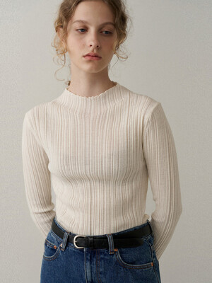 wool blend ribbed pullover (cream)