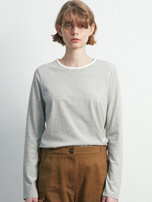 Marine Stripe Long Sleeve T / Ivory