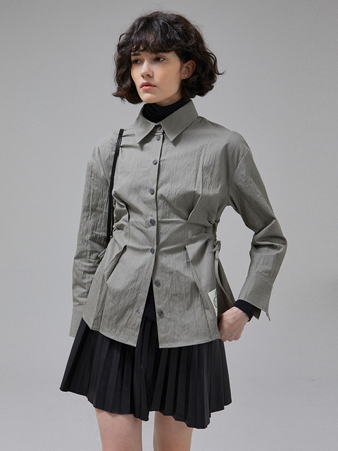 셔츠 - 바이탈싸인 (VITALSIGN) - [LINE] Circle String Wrinkle Shirt (2colors)