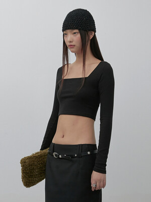 SQUARE FITTED TOP, BLACK