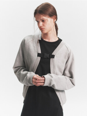 Buckle Sweat Cardigan (Grey)