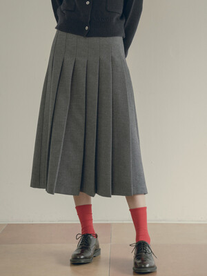 P3179 Classic pleats skirt_Charcoal