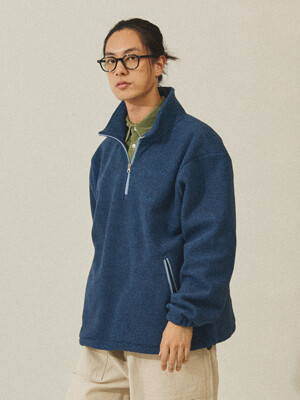 MELANGE FLEECE ANORAK BLUE