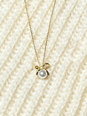 [단독][silver925]Petit Ribbon pearl necklace