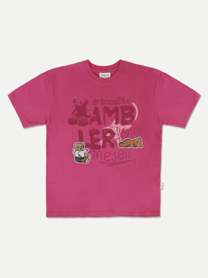 Bear Patch Over fit T-Shirts AS1106 (Pink)