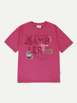 Bear Patch Over fit T-Shirts AS1106 (Pink)