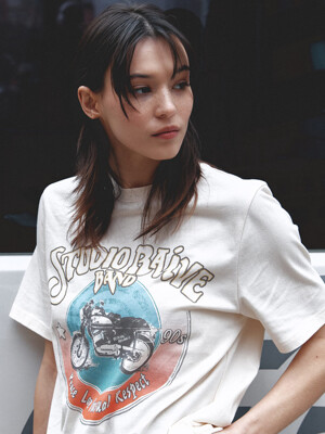 [단독] Bicycle Band T-Shirt in Cream VW4ME049-9A