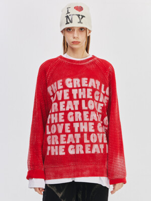 Lettering Knit Red