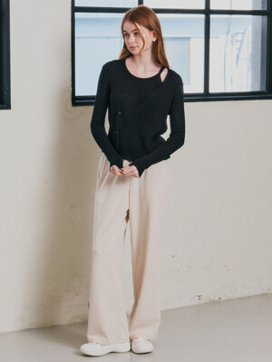 WD_Draped casual straight pants_IVORY