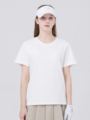 24SS 어깨 절개 등판 로고 포인트 루즈 핏 화이트 반팔 티셔츠