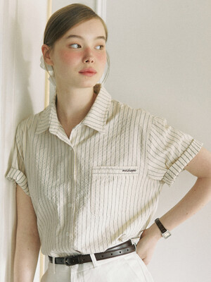 Anne Stripe Shirt - Beige