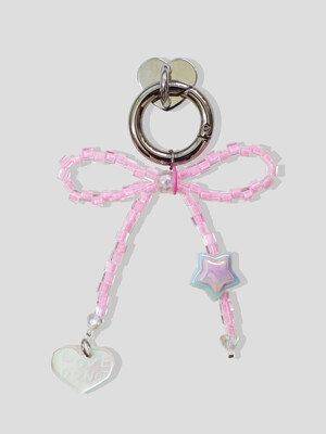 [키링앤톡]Aurora Pink Ribbon Beads Keyirng&Tok