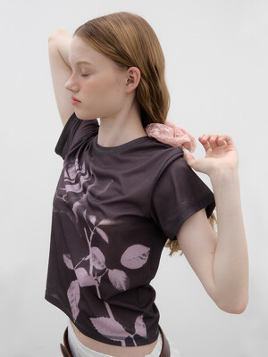 Rose Printed T-shirt - Charcoal