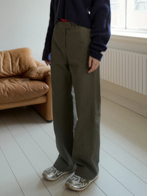 COTTON STRAIGHT PANTS_KHAKI