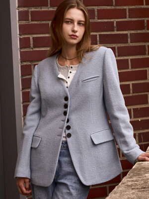 BUTTON WOOL JACKET_ SKY BLUE