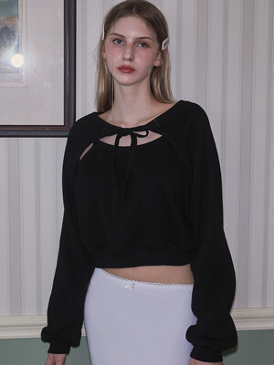 Two-way Bolero Sweatshirt [Black]