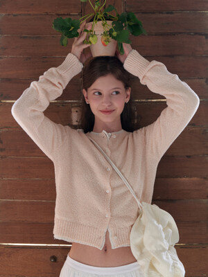 Boucle linen cardigan (baby pink)