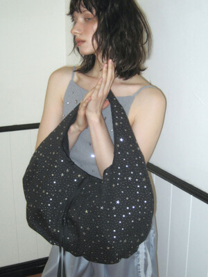Plumpy hobo bag [Star silver black]
