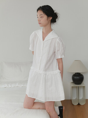 LACE COLLAR ONEPIECE_WHITE