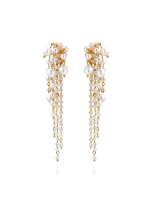 Crystal Glow Pearly Long Earrings