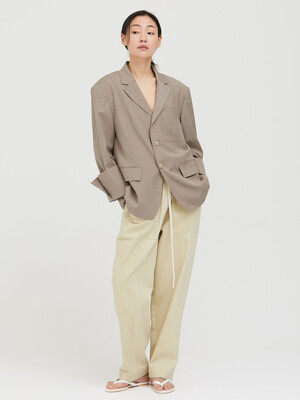 Hem-Zip Pigment Pants / Sand Yellow