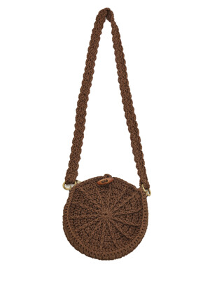 HANDMADE CROCHET TAMBOURINE BAG_[BROWN]