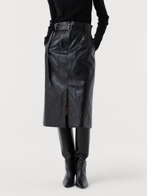 FAUX LEATHER JOIE SKIRT (BLACK)