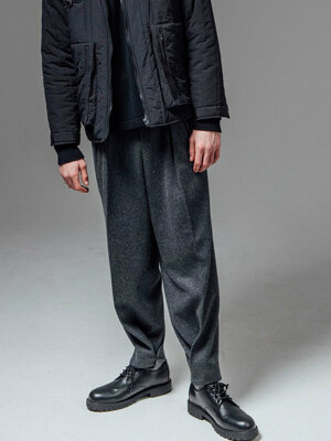 wool wide banding jogger pants_dark grey