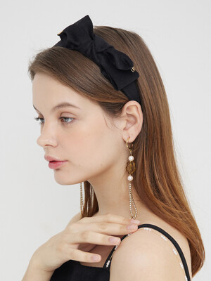 Black Cashmere blended Wool Bow Headband
