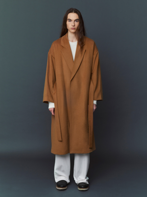 WOOL ROBE COAT_Camel