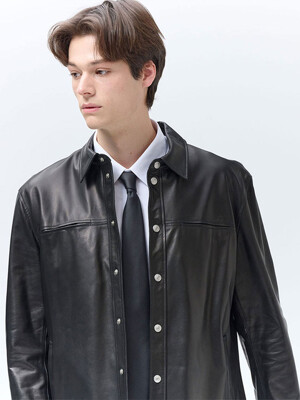 VEGETABLE LEATHER SHIRTS JACKET (BLACK)