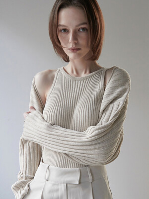 OU804 (SET) combi cotton bolero + sleeveless knit (2colors)
