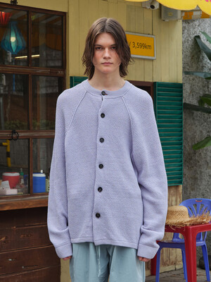 ROUND NECK RAGLAN CARDIGAN LILAC